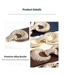 Detail of gold alloy buckle with textured mirror finish on elastic waist belts