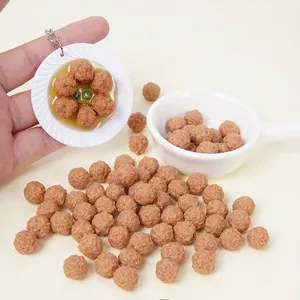 Realistic Miniature Meatball Simulation Food Model PVC Textured Brown Beef Ball Play House Kitchen Photography Props Toy