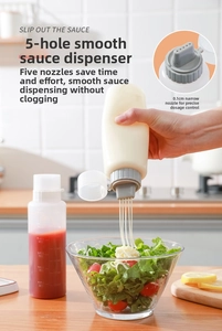 Detail of 5-hole squeeze bottle tip with 0.1cm narrow nozzle for precise sauce control