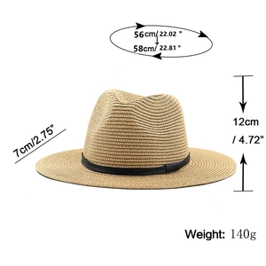Detailed measurement guide for Panama straw hat with brim width and circumference info