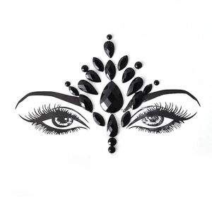Elegant black acrylic face jewels and forehead diamond stickers for party makeup decoration