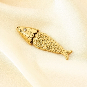 Pendentif Poisson Articulé En Acier Inoxydable Charm Carpe Koï Avec Œil En Strass Pour Création Bijoux DIY