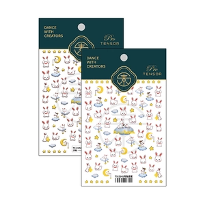 3D embossed cute rabbit and moon star nail stickers for creative nail art decoration