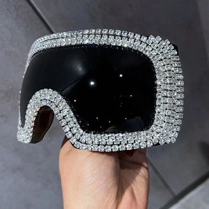Luxury punk style oversized square sunglasses for women with sparkling crystal rhinestones