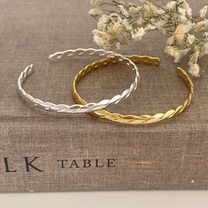 925 Sterling Silver Twisted Wire Open Cuff Bracelet Minimalist Square Line Fashion Jewelry For Women