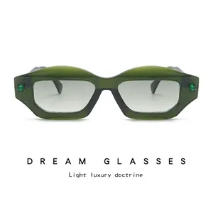 Retro Geometric Polygon Sunglasses UV400 Protection Avant-Garde Thick Frame Eyewear For Fashion Outdoor Travel Women Men