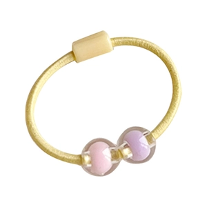 Cute candy-colored elastic hair tie with yellow cord and pink beads for girls