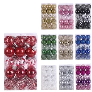 Shatterproof PET Christmas Ball Ornaments Set For Christmas Tree Holiday Party Scene Decoration Painted Hanging Baubles