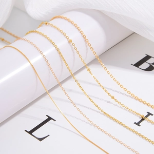 925 Sterling Silver Necklace Chain Minimalist Fine Box O-Chain Beaded Gold Plated Versatile Women Jewelry