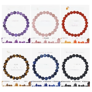 Natural Stone Beaded Bracelet Round Gemstone Crystal Amethyst Rose Quartz Elastic Healing Energy Jewelry For Women Men