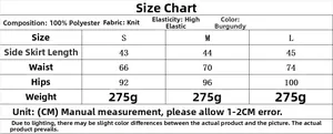 Tableau des tailles pour ensemble en tricot détaillant le tissu 100% polyester