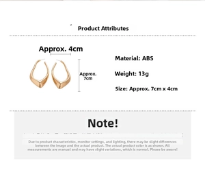 Détails de taille et poids pour boucles d'oreilles dorées géométriques en ABS