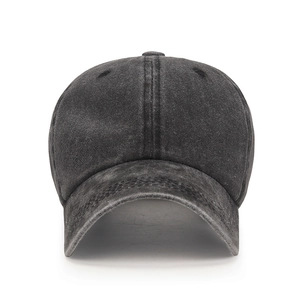 Washed vintage grey baseball cap with classic six-panel structure and curved brim design