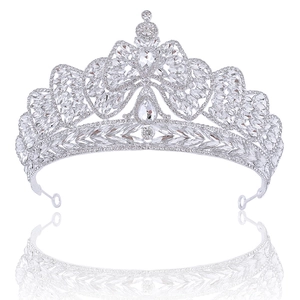 Bridal Tiara Crown Crystal Rhinestone Silver Plated Zinc Alloy Elegant Bow Wedding Hair Accessories For Women
