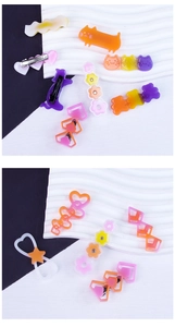 Barrettes à cheveux colorées en forme de chat et fleur pour enfants sur motif ondulé