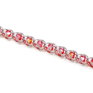 Stainless steel beaded chain with faceted red crystal beads in a punk style for necklaces