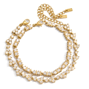 Elegant gold plated stainless steel tennis bracelet set with sparkling cubic zirconia