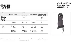 Tableau des tailles pour robe à pois style français avec mesures détaillées XS à L