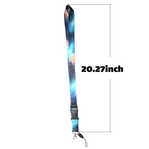 Starry sky pattern polyester lanyard with quick release buckle and metal hook 51.5cm length