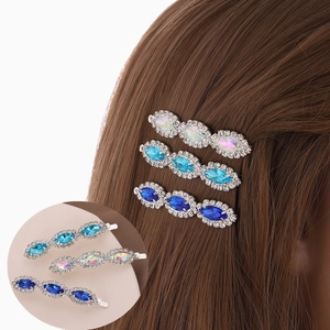 Rhinestone Hair Clips Alloy Crystal Bobby Pins Sparkling Geometric Side Clips Elegant Hair Accessories For Women