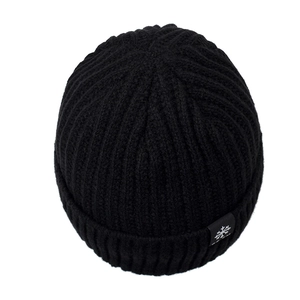 Bonnet en tricot d'hiver pour hommes avec doublure polaire et étiquette flocon noire