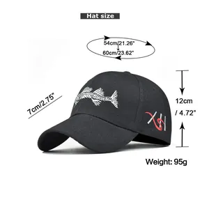 Size chart for baseball cap showing 54-60cm head circumference and 7cm brim measurements