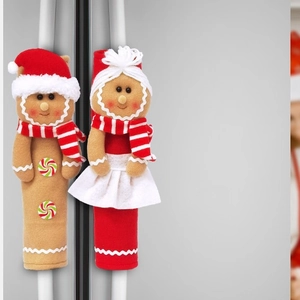 Gingerbread man plush refrigerator door handle covers for Christmas kitchen decoration