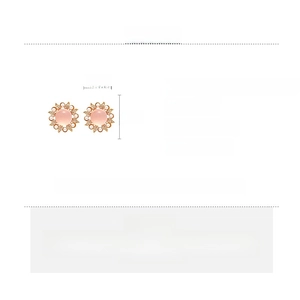 Macro view of pink sunflower resin earrings with pearls and rhinestones size detail