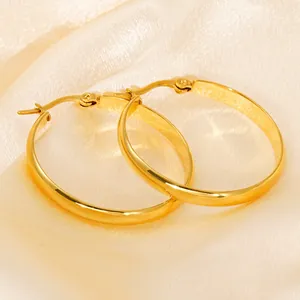 Minimalist Hoop Earrings For Women 18K Gold Plated Stainless Steel Geometric High Polish Ear Buckles Fashion Jewelry