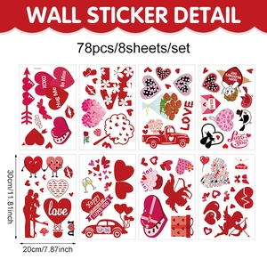 Set de 78 stickers muraux de Saint-Valentin en PVC pour décoration de fenêtres et vitres
