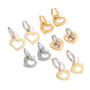 Minimalist gold and silver hollow heart hoop earrings in multiple stylish finishes