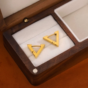 Minimalist Triangle Hoop Earrings Stainless Steel Geometric Gold Color Huggie Style Fashion Jewelry Unisex