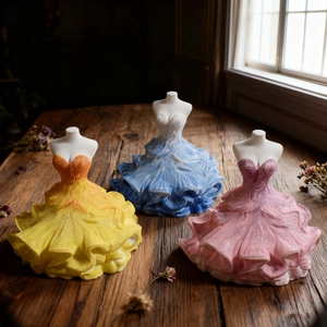 Glittery gradient dress sculpture silicone mold DIY resin candle in three colors