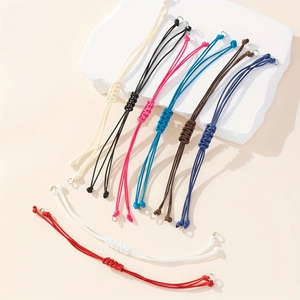 Braccialetti di corda intrecciati a mano regolabili minimalisti con anelli di metallo