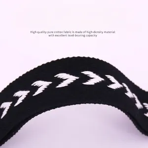 Adjustable 38mm cotton shoulder strap with white diamond embroidery and heavy-duty buckle