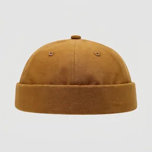 Bonnet docker classique en coton jaune moutarde pour enfants avec design à six panneaux