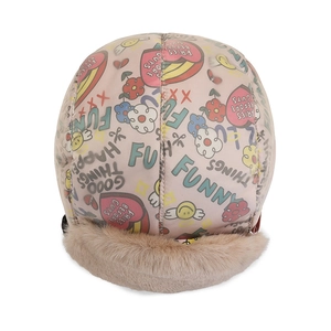 Rosa Winter-Uschanka mit Graffiti-Print und Kunstfell-Ohrenschützern für Outdoor-Wärme