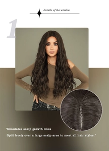 Detail showing simulation scalp growth lines for natural free-parting on black body wave wig