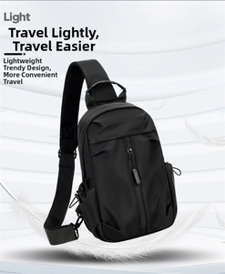 Detail of lightweight black oxford fabric chest bag featuring breathable honeycomb mesh back