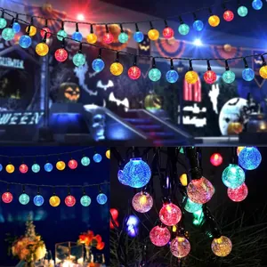 Solar powered multicolor bubble globe fairy lights for outdoor garden and holiday decor