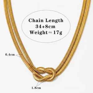Collana a catena a serpente dorata in acciaio inossidabile con nodo e lunghezza regolabile