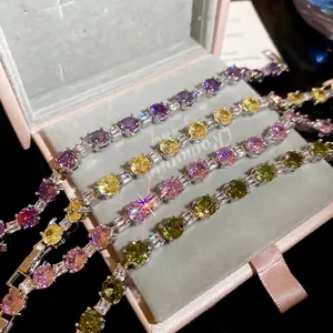 Elegant silver tennis bracelet with colorful round and baguette cubic zirconia stones