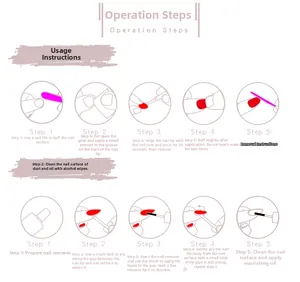 Guide for applying and removing long press-on nails with butterfly and flower designs