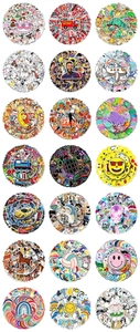 Macro view of 18 diverse waterproof decorative sticker themes for DIY scrapbooks