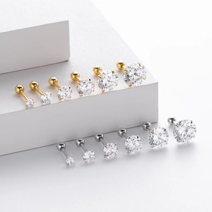 Classic S925 sterling silver screw back stud earrings set with sparkling cubic zirconia