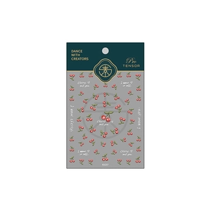 3D ultra-thin cherry nail art stickers with red patterns and KX257 packaging