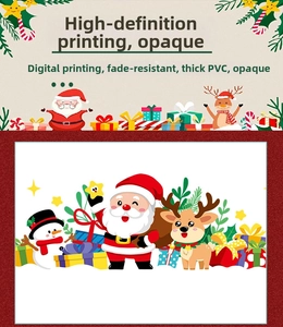 Detail of thick PVC Christmas wall stickers featuring digital printing and reindeer patterns
