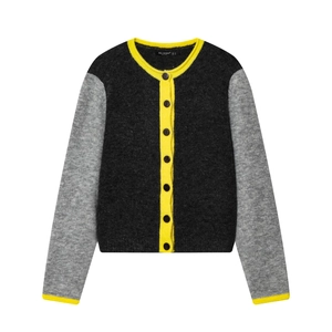 Color Block Knit Cardigan Sweater Round Neck Button Down Long Sleeve Streetwear Casual Soft Knitted Top For Women