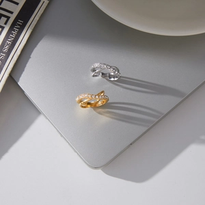 Bagues croisées classiques en acier inoxydable 18K or et argent avec pierres de zircon