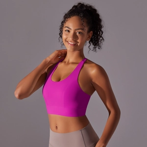 Soutien-gorge de sport magenta à impact élevé avec coussinets et dos nageur